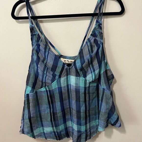 NWT Free People We  The Free Plaid Crop Cami Top M - Picture 3 of 6